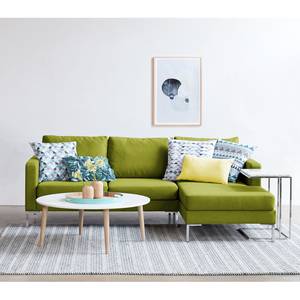 Hoekbank Portobello geweven stof Stof Ramira: Limegroen - Breedte: 207 cm - Longchair vooraanzicht rechts