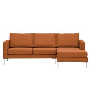 Hoekbank Portobello geweven stof Geweven stof Milan: Roestbruin - Breedte: 207 cm - Longchair vooraanzicht rechts