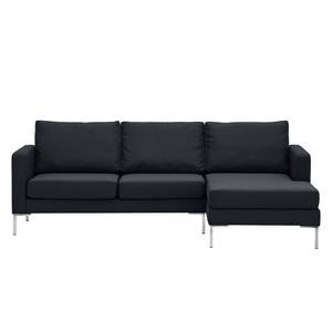 Hoekbank Portobello geweven stof Stof Ramira: Antraciet - Breedte: 207 cm - Longchair vooraanzicht rechts