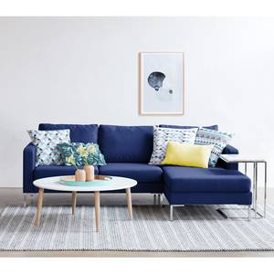 Hoekbank Portobello geweven stof Stof Ramira: Blauw - Breedte: 207 cm - Longchair vooraanzicht rechts