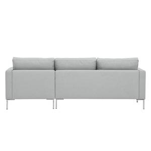 Hoekbank Portobello geweven stof Stof Selva: Zilvergrijs - Breedte: 207 cm - Longchair vooraanzicht rechts