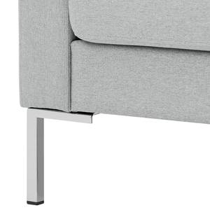 Hoekbank Portobello geweven stof Stof Selva: Zilvergrijs - Breedte: 207 cm - Longchair vooraanzicht rechts