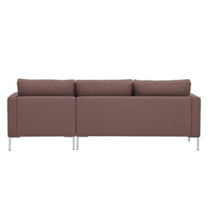 Hoekbank Portobello geweven stof Geweven stof Milan: Grijs-Marron - Breedte: 207 cm - Longchair vooraanzicht rechts