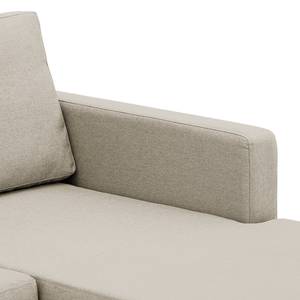 Hoekbank Portobello geweven stof Stof Selva: Beige - Breedte: 207 cm - Longchair vooraanzicht rechts