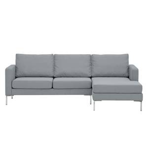 Hoekbank Portobello geweven stof Stof Selva: Grijs - Breedte: 207 cm - Longchair vooraanzicht rechts