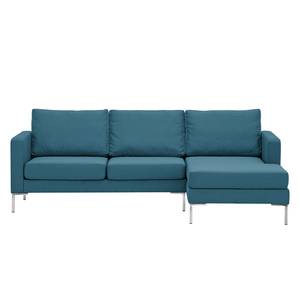 Ecksofa Portobello Webstoff Stoff Ramira: Türkis - Breite: 207 cm - Longchair davorstehend rechts