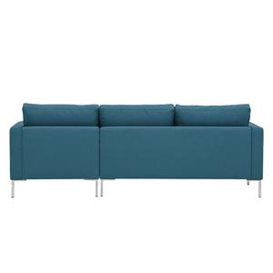 Hoekbank Portobello geweven stof Stof Ramira: Turquoise - Breedte: 207 cm - Longchair vooraanzicht rechts