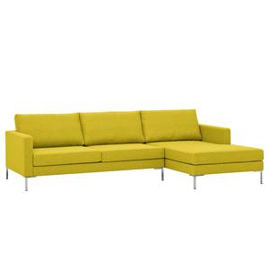 Hoekbank Portobello geweven stof Geweven stof Milan: Geel - Breedte: 251 cm - Longchair vooraanzicht rechts