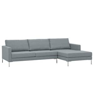 Ecksofa Portobello Webstoff Stoff Selva: Grau - Breite: 251 cm - Longchair davorstehend rechts