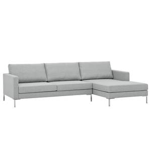 Ecksofa Portobello Webstoff Stoff Selva: Silbergrau - Breite: 251 cm - Longchair davorstehend rechts