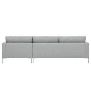 Hoekbank Portobello geweven stof Stof Selva: Zilvergrijs - Breedte: 251 cm - Longchair vooraanzicht rechts