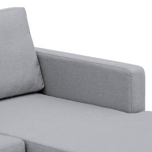 Hoekbank Portobello geweven stof Geweven stof Milan: Lichtgrijs - Breedte: 293 cm - Longchair vooraanzicht rechts