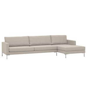 Hoekbank Portobello geweven stof Stof Selva: Beige - Breedte: 293 cm - Longchair vooraanzicht rechts