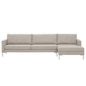 Hoekbank Portobello geweven stof Stof Selva: Beige - Breedte: 293 cm - Longchair vooraanzicht rechts