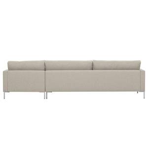 Hoekbank Portobello geweven stof Stof Selva: Beige - Breedte: 293 cm - Longchair vooraanzicht rechts