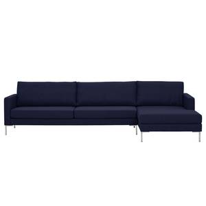 Hoekbank Portobello geweven stof Geweven stof Milan: Lichtblauw - Breedte: 293 cm - Longchair vooraanzicht rechts