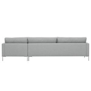 Hoekbank Portobello geweven stof Stof Selva: Zilvergrijs - Breedte: 293 cm - Longchair vooraanzicht rechts