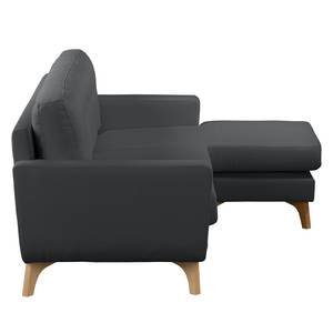 Ecksofa Postville Strukturstoff - Grau - Longchair davorstehend rechts