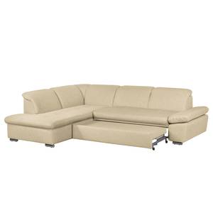 Ecksofa Potosi Webstoff Beige - Longchair davorstehend links - Schlaffunktion