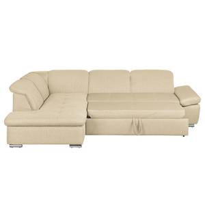 Ecksofa Potosi Webstoff Beige - Longchair davorstehend links - Schlaffunktion