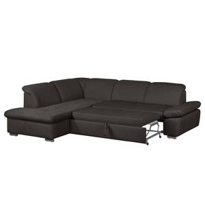 Ecksofa Potosi Webstoff Dunkelbraun - Longchair davorstehend links - Schlaffunktion - Keine Funktion