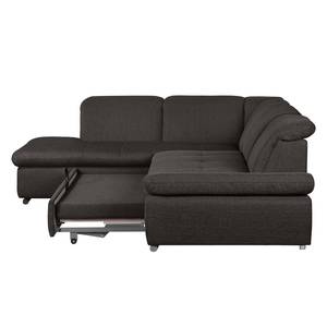 Ecksofa Potosi Webstoff Dunkelbraun - Longchair davorstehend links - Schlaffunktion - Keine Funktion