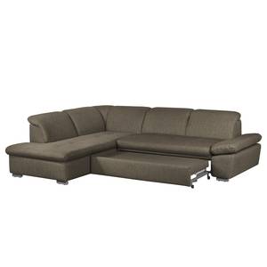 Ecksofa Potosi Webstoff Taupe - Longchair davorstehend links - Schlaffunktion