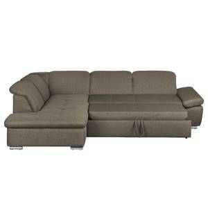 Ecksofa Potosi Webstoff Taupe - Longchair davorstehend links - Schlaffunktion