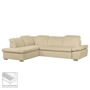 Ecksofa Potosi Webstoff Beige - Longchair davorstehend links - Schlaffunktion - Keine Funktion