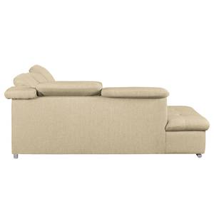 Hoekbank Potosi geweven stof - Beige - Longchair vooraanzicht links - Slaapfunctie