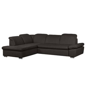 Ecksofa Potosi Webstoff Dunkelbraun - Longchair davorstehend links - Keine Funktion - Keine Funktion