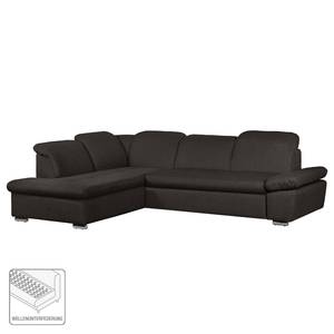 Ecksofa Potosi Webstoff Dunkelbraun - Longchair davorstehend links - Keine Funktion - Keine Funktion