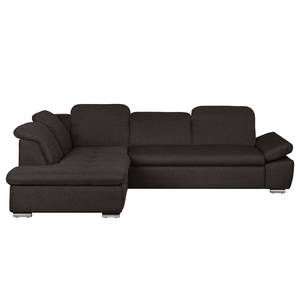 Ecksofa Potosi Webstoff Dunkelbraun - Longchair davorstehend links - Keine Funktion - Keine Funktion