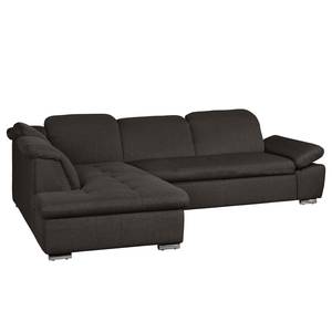 Ecksofa Potosi Webstoff Dunkelbraun - Longchair davorstehend links - Keine Funktion - Keine Funktion