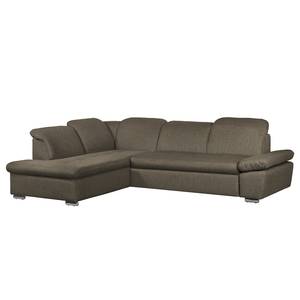 Ecksofa Potosi Webstoff Taupe - Longchair davorstehend links - Schlaffunktion