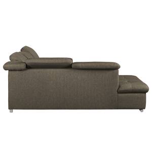 Ecksofa Potosi Webstoff Taupe - Longchair davorstehend links - Schlaffunktion