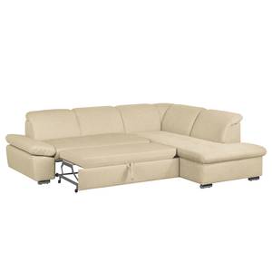 Ecksofa Potosi Webstoff Beige - Longchair davorstehend rechts - Schlaffunktion