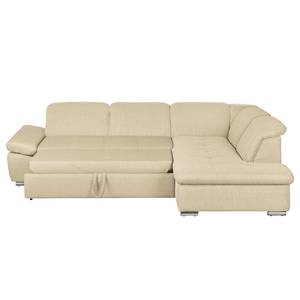 Ecksofa Potosi Webstoff Beige - Longchair davorstehend rechts - Schlaffunktion - Keine Funktion