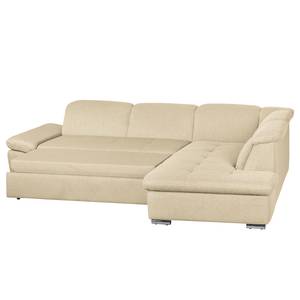 Ecksofa Potosi Webstoff Beige - Longchair davorstehend rechts - Schlaffunktion