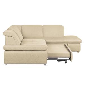 Ecksofa Potosi Webstoff Beige - Longchair davorstehend rechts - Schlaffunktion - Keine Funktion