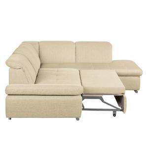 Ecksofa Potosi Webstoff Beige - Longchair davorstehend rechts - Schlaffunktion