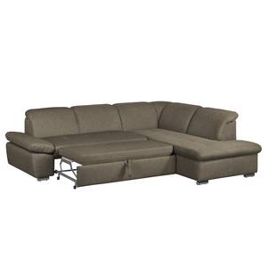 Ecksofa Potosi Webstoff Taupe - Longchair davorstehend rechts - Schlaffunktion