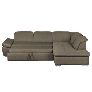 Ecksofa Potosi Webstoff Taupe - Longchair davorstehend rechts - Schlaffunktion - Keine Funktion