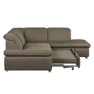 Ecksofa Potosi Webstoff Taupe - Longchair davorstehend rechts - Schlaffunktion