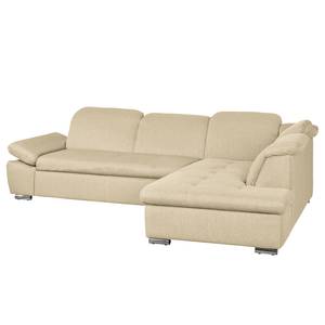 Ecksofa Potosi Webstoff Beige - Longchair davorstehend rechts - Schlaffunktion