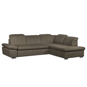 Ecksofa Potosi Webstoff Taupe - Longchair davorstehend rechts - Schlaffunktion - Keine Funktion