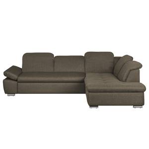 Ecksofa Potosi Webstoff Taupe - Longchair davorstehend rechts - Schlaffunktion