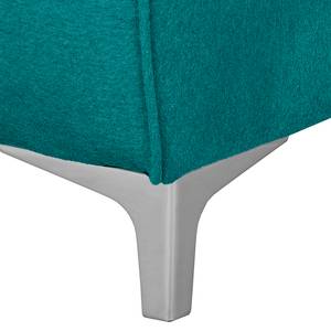 Canapé d'angle Pracht Microfibre - Turquoise - Méridienne longue à droite (vue de face)