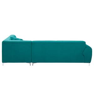 Canapé d'angle Pracht microvezel - Turquoise - Ottomaan vooraanzicht rechts