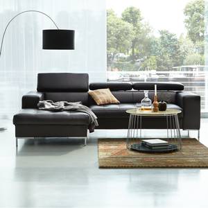 Ecksofa Prugna Echtleder Schwarz - Longchair links